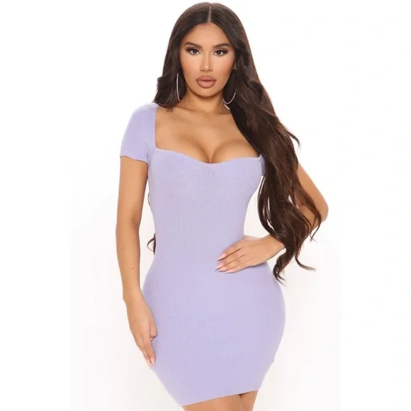 Fashion Nova Shaken Up Sweater Mini Dress Lavender